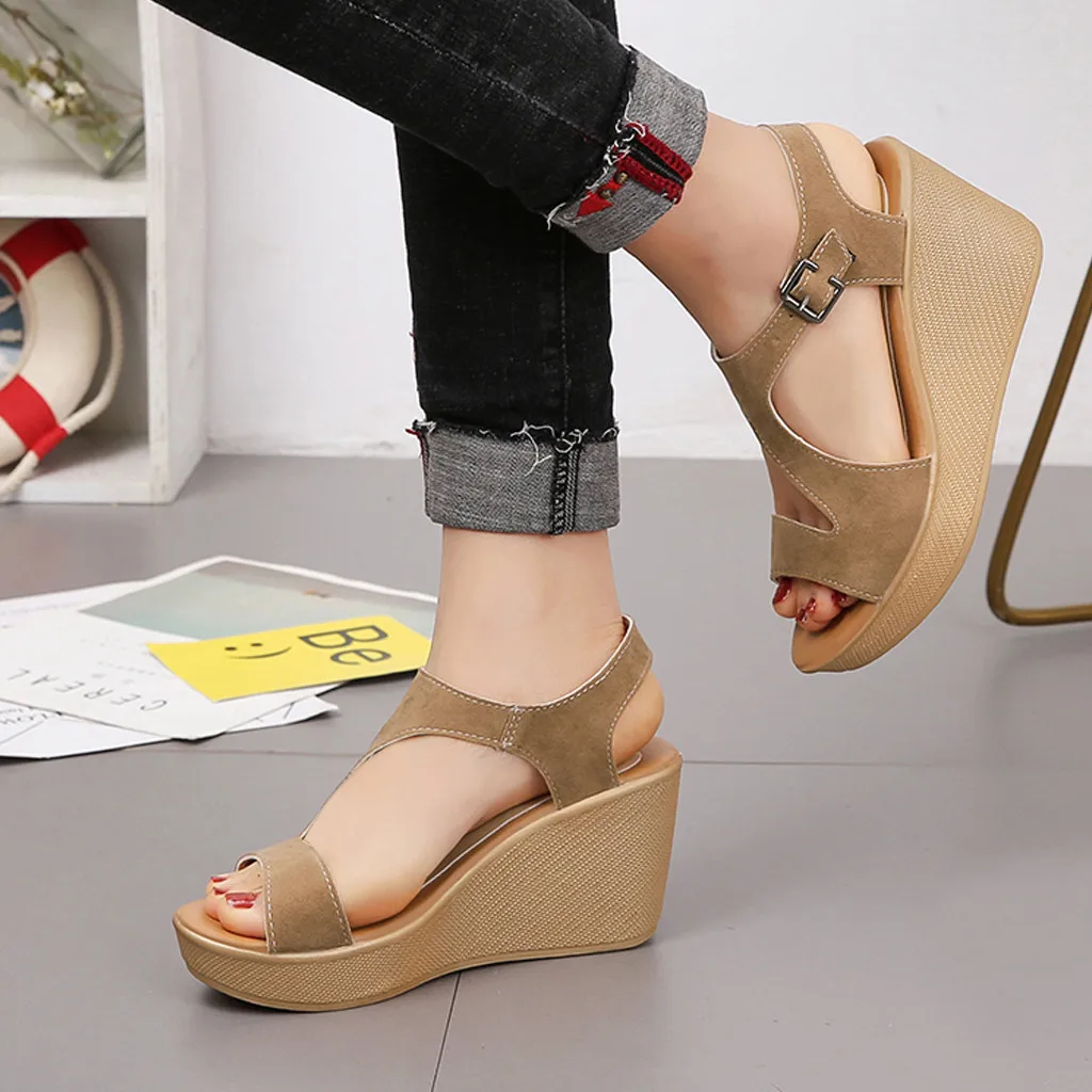 Women's Sandals Wedges Shoes Thick Bottom Belt Buckle Shoes Fish Mouth Sandals
Women's Sandals Wedges Shoes Thick Bottom Belt Buckle Shoes Fish Mouth Sandals