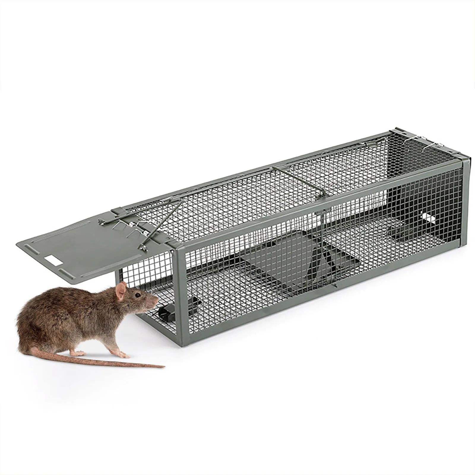 

Ловушка для крыс, ловушка для пойманов, 2 входных клетки, ловушка для мышей, грызунов, множество грызунов, 39x13x1 см, для мышей, грызунов