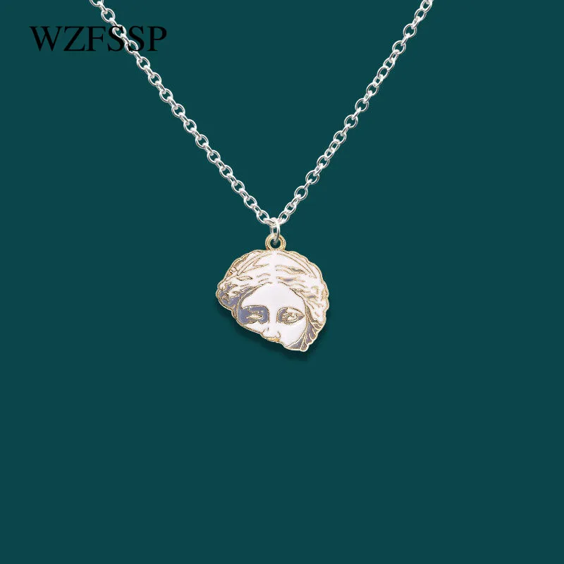 

Женское Ожерелье WZFSSP, металлическое художественное ожерелье с подвеской в виде мульти-лица, модное очаровательное ювелирное изделие с эмал...