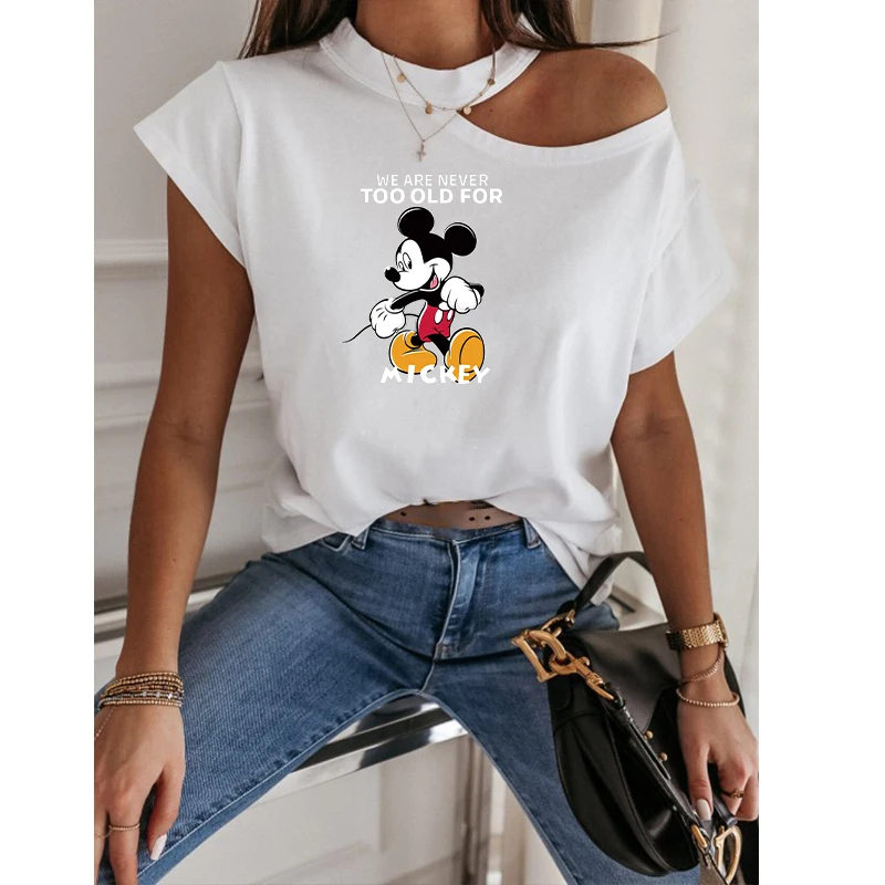 Halter Tee Shirt Casual Mickey Mouse Tops Summer Mujer Short Sleeve Tshirts Solid Color White Kawaii Clothes Ol Lady T-Shirt
Halter Tee Shirt Casual Mickey Mouse Tops Summer Mujer Short Sleeve Tshirts Solid Color White Kawaii Clothes Ol Lady T-Shirt