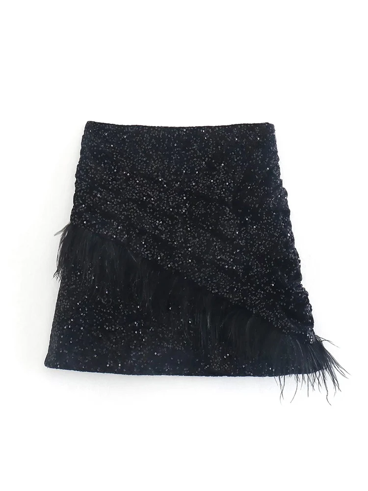 Willshela Women Fashion Solid Sequined Feathers Mini Skirts Vintage High Waist Female Chic Lady Skirt
Willshela Women Fashion Solid Sequined Feathers Mini Skirts Vintage High Waist Female Chic Lady Skirt