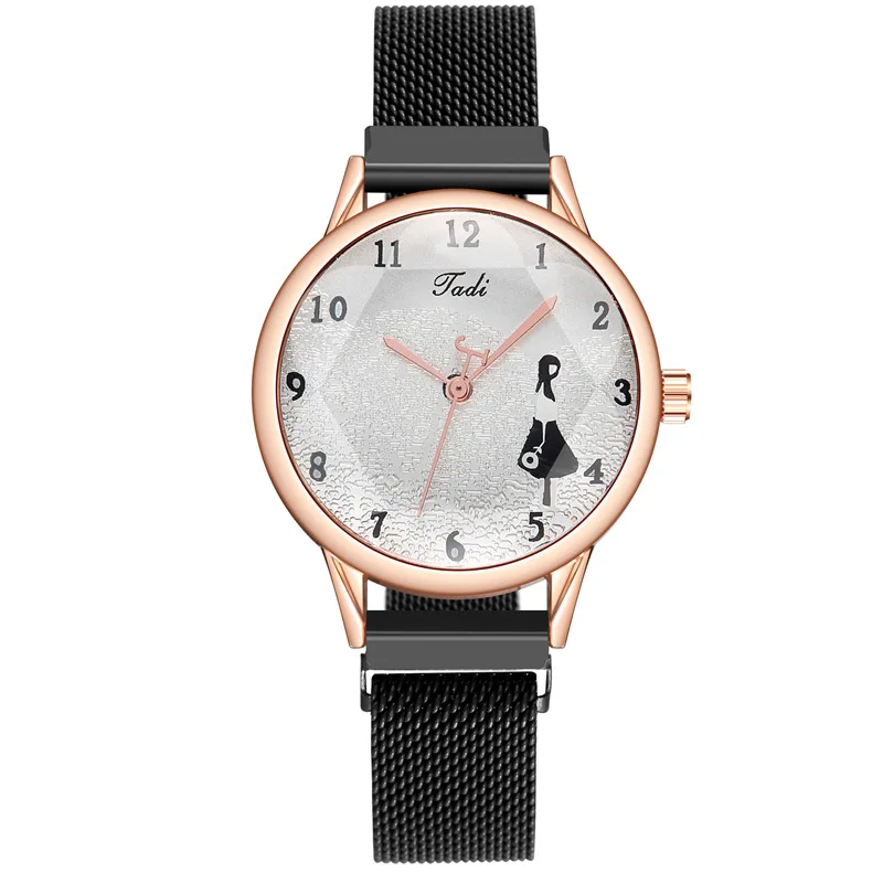 Ladies Printed Watch Fashion Ladies Formal Watch Ladies Cute Watch Luxury Rose Gold Magnet Watch Ladies Bracelet