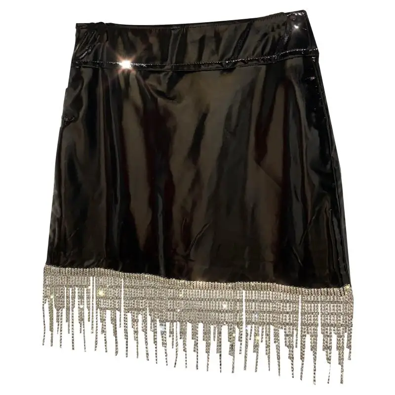 New Fringed Hem Rhinestone Glossy PU Leather Skirt Women's Slim Fit High Waist Package Hip Skirts for Lady 2021 Spring
New Fringed Hem Rhinestone Glossy PU Leather Skirt Women's Slim Fit High Waist Package Hip Skirts for Lady 2021 Spring