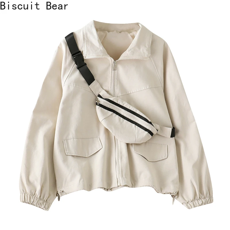 2021 Spring Women Basic BF Jackets Solid Stand Collar Casual Chic Short Jacket Korean Style Streetwear Female Coat with Bag
2021 Spring Women Basic BF Jackets Solid Stand Collar Casual Chic Short Jacket Korean Style Streetwear Female Coat with Bag