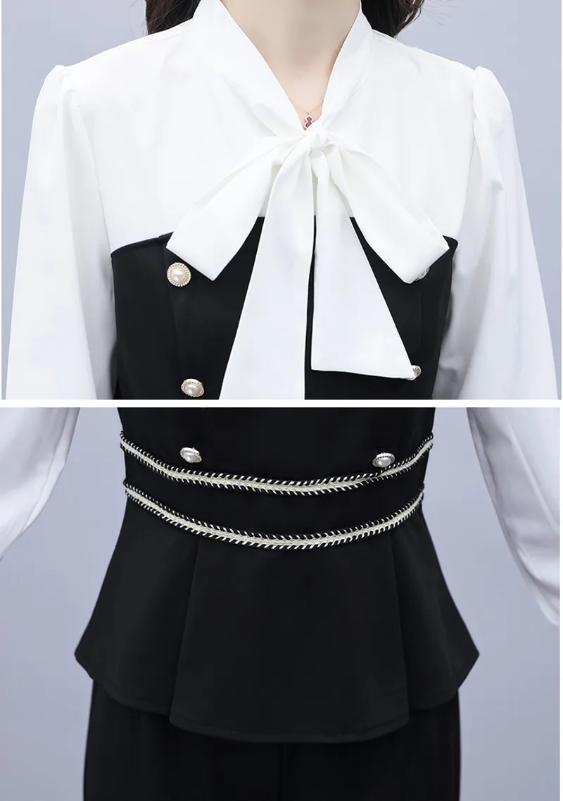 2020 autumn Fashion Women's Pant suits Bowknot Shirt tops +Vintage Slim Trousers Sets
2020 autumn Fashion Women's Pant suits Bowknot Shirt tops +Vintage Slim Trousers Sets