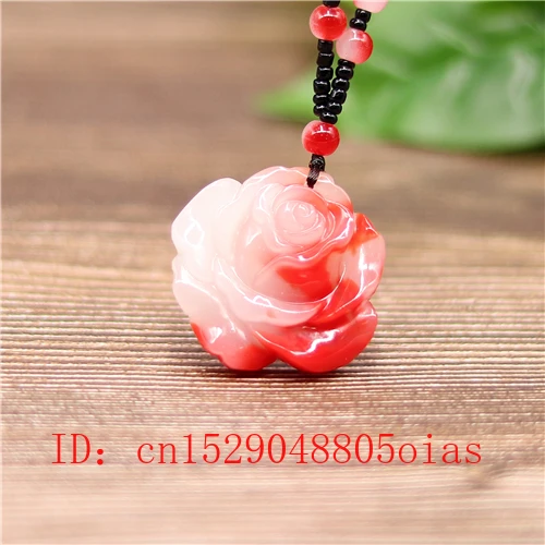 Natural Red White Chinese Jade Rose Flower Pendant Beads Necklace Charm Jadeite Jewellery Fashion Carved Amulet Gifts for Women 
Natural Red White Chinese Jade Rose Flower Pendant Beads Necklace Charm Jadeite Jewellery Fashion Carved Amulet Gifts for Women