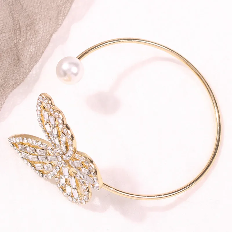 1 шт. золотистые цветные браслеты с бабочками Кристальные стразы широкий браслет