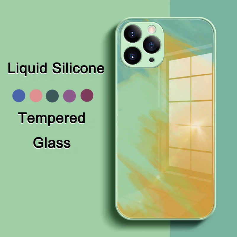 Tempered Glass Case for iPhone 12 Mini 11 Pro Max XS XR SE 2020 8 7 6 6S Plus Watercolor Liquid Silicone Lens Protect Back Shell
Tempered Glass Case for iPhone 12 Mini 11 Pro Max XS XR SE 2020 8 7 6 6S Plus Watercolor Liquid Silicone Lens Protect Back Shell