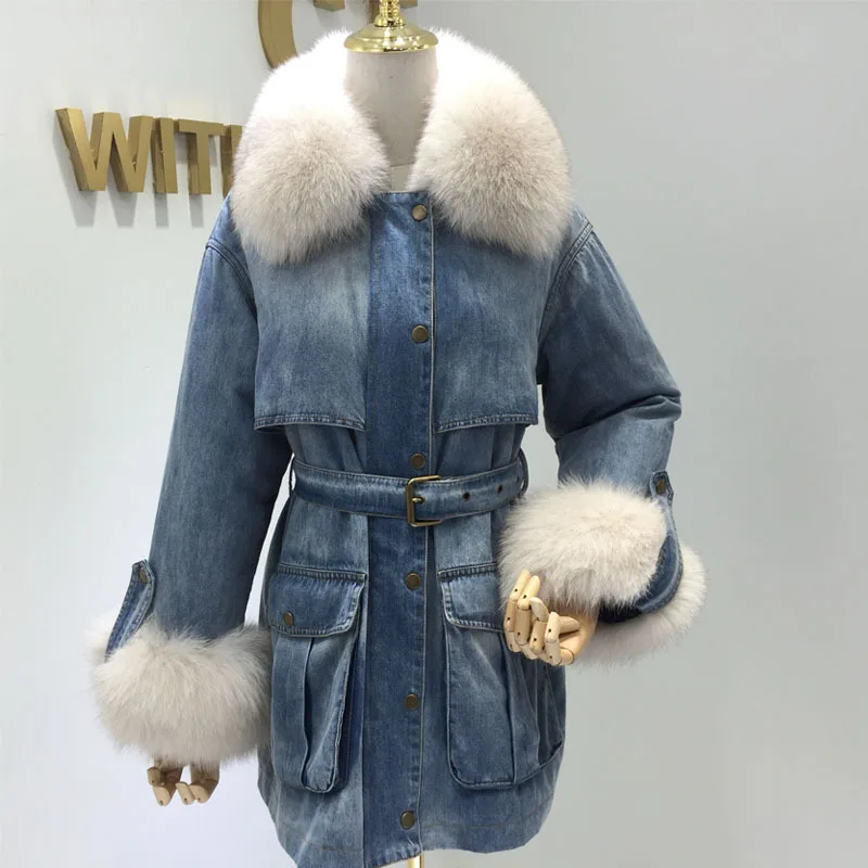 2020, new denim women down jacket, long parka, women's coat, winter Korean yy-051 with fox fur collar
2020, new denim women down jacket, long parka, women's coat, winter Korean yy-051 with fox fur collar