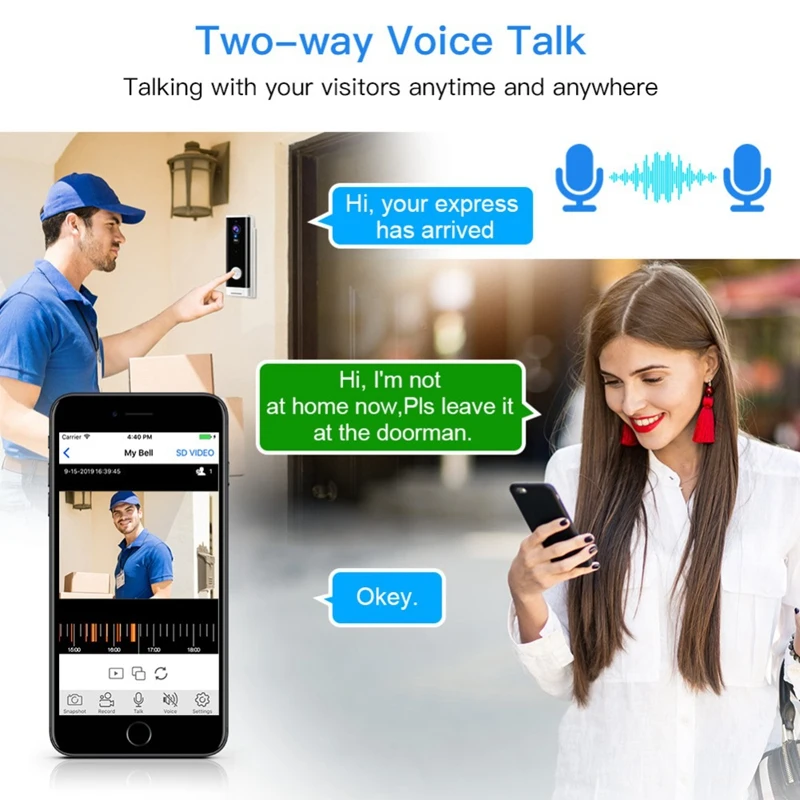 1080P WiFi Doorbell PIR Monitor 2-Way Intercom Camera Video Tuya Smart Life APP Control Door Bell+Ding Dong EU Plug
1080P WiFi Doorbell PIR Monitor 2-Way Intercom Camera Video Tuya Smart Life APP Control Door Bell+Ding Dong EU Plug