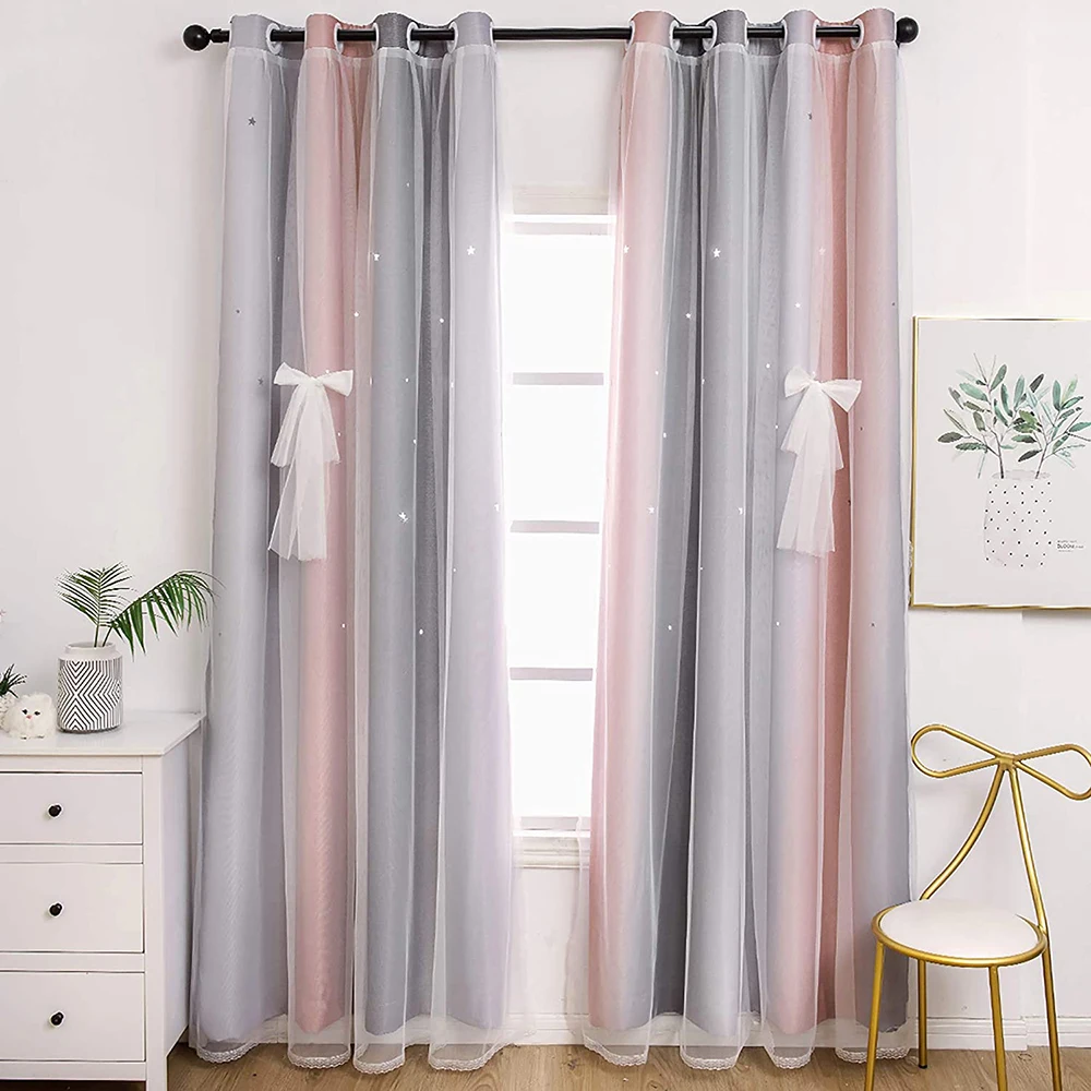 Girls Bedroom Stripe Gradient Blackout Curtains For Living Room Window Treatment Modern Lace Hollow Stars Curtains Set Pink Grey
Girls Bedroom Stripe Gradient Blackout Curtains For Living Room Window Treatment Modern Lace Hollow Stars Curtains Set Pink Grey