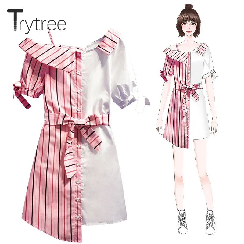 Женское платье с вырезом-лодочкой Trytree, повседневное однобортное платье в полоску, модель 2020 пэчворк, из двух частей, свободного покроя, лето...
Женское платье с вырезом-лодочкой Trytree, повседневное однобортное платье в полоску, модель 2020 пэчворк, из двух частей, свободного покроя, лето...