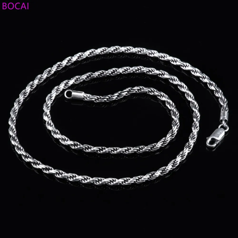 BOCAI S925 Sterlimg Silver Necklace Fashion Men's Thai Silver Hemp Rope Necklace Personality Vintage Female Pure Silver Jewelry
BOCAI S925 Sterlimg Silver Necklace Fashion Men's Thai Silver Hemp Rope Necklace Personality Vintage Female Pure Silver Jewelry