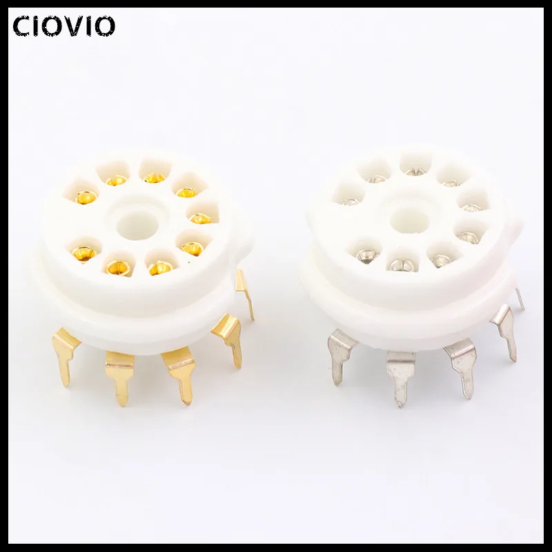 CIOVIO 20 шт. ECC83 6DJ8 EL84 6922 12AX7 позолоченный 9Pin Керамика B9A ламповая панель печатного
