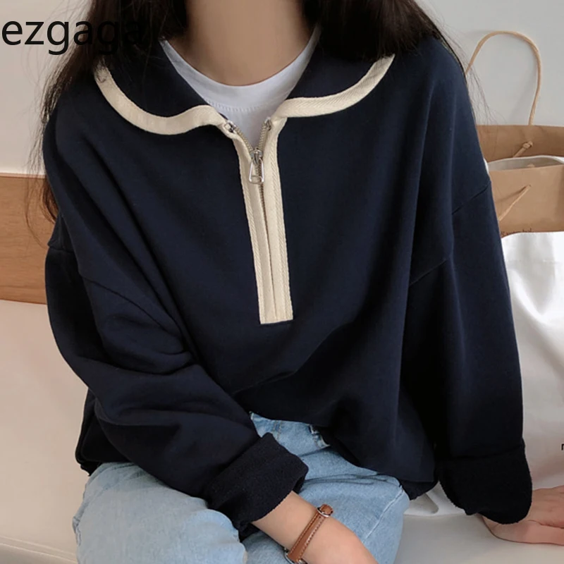 Фото Женская толстовка Ezgaga уличная одежда корейский шик осень 2020 Свободный пуловер на