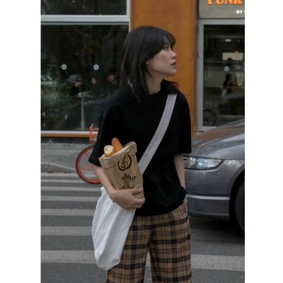 han Pure color t-shirt women short-sleeved simple round neck pullover top
han Pure color t-shirt women short-sleeved simple round neck pullover top