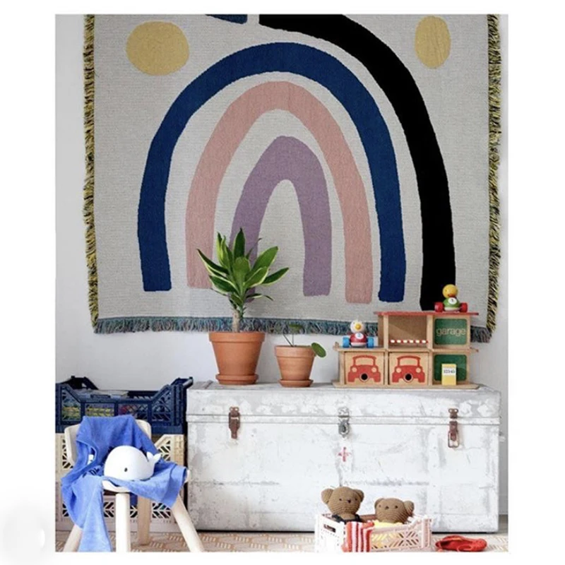 Rainbow Throw Blanket with Fringe Abstract Geometric Pattern Sofa Decorative Hanging Tapestry Blankets Rug Home Decor
Rainbow Throw Blanket with Fringe Abstract Geometric Pattern Sofa Decorative Hanging Tapestry Blankets Rug Home Decor