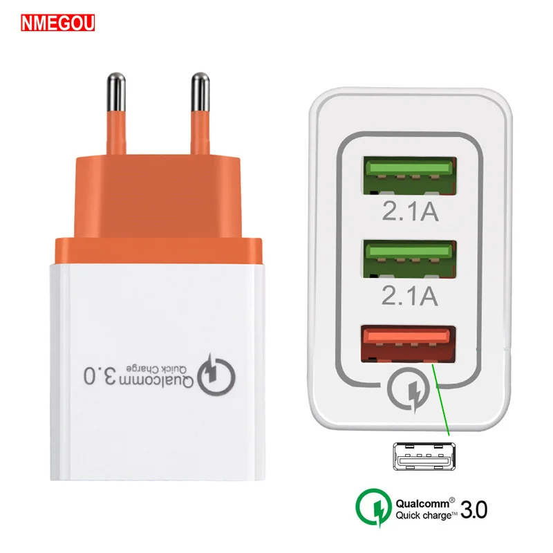 Фото Мощное зарядное устройство с 3 Usb-портами QC 0 настенный адаптер для быстрой