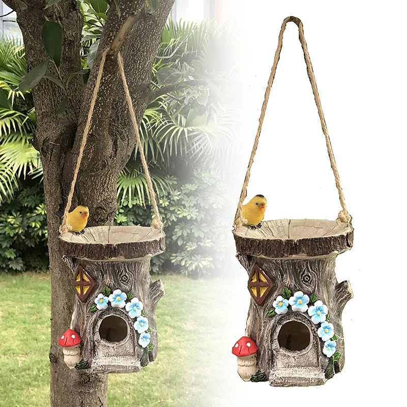 Resin Bird Houses Hand Painted Hanging Birds Feeder Decoration for Garden Courtyard Creative Gifts for Birds Lovers TB Sale
Resin Bird Houses Hand Painted Hanging Birds Feeder Decoration for Garden Courtyard Creative Gifts for Birds Lovers TB Sale