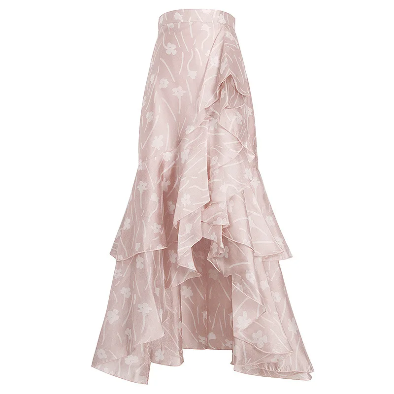 Summer New Pink Ruffled Irregular Hem Skirt Elegant Fashion Temperament Ladies High Waist Long Dress Fit Slim Dress
Summer New Pink Ruffled Irregular Hem Skirt Elegant Fashion Temperament Ladies High Waist Long Dress Fit Slim Dress