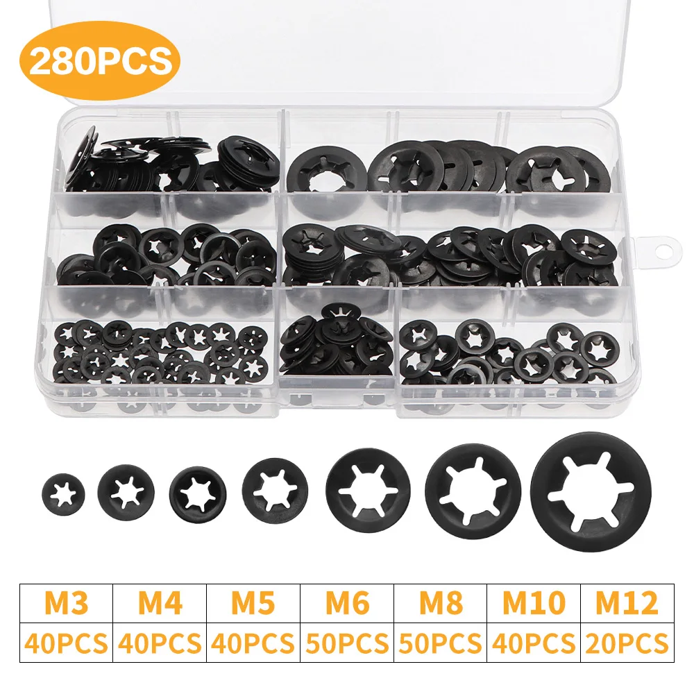 280pcs Internal Tooth Starlock Push On Locking Washers Speed Clips Fasteners Assortment Kit Washers Quick Speed Locking Washers
280pcs Internal Tooth Starlock Push On Locking Washers Speed Clips Fasteners Assortment Kit Washers Quick Speed Locking Washers