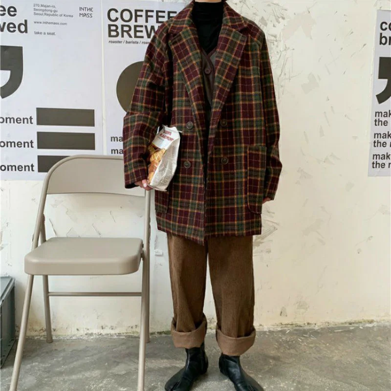 Womens Blends Plaid Vintage Notched Double Breasted Wide Waisted Long Sleeve Loose Outerwear Streetwear Casual Wool
Womens Blends Plaid Vintage Notched Double Breasted Wide Waisted Long Sleeve Loose Outerwear Streetwear Casual Wool