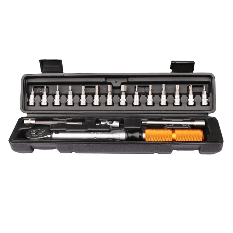 Torque Wrench 19 Pcs/set 1/4 Repair Spanner Repair Tool Kit for Bicycle Maintenance Kit for Road, Mountain Bikes
Torque Wrench 19 Pcs/set 1/4 Repair Spanner Repair Tool Kit for Bicycle Maintenance Kit for Road, Mountain Bikes