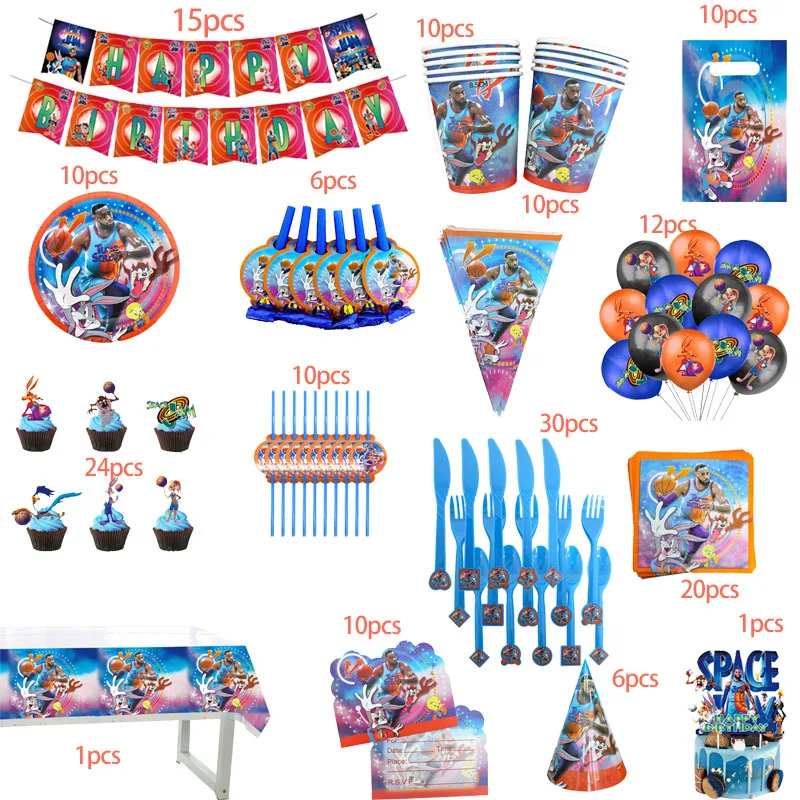 Space Jam Theme Kids Birthday Party Disposable Tableware Peper Cup Plate Boys Favors Movie Basketball Star Baby Shower Supplies
Space Jam Theme Kids Birthday Party Disposable Tableware Peper Cup Plate Boys Favors Movie Basketball Star Baby Shower Supplies