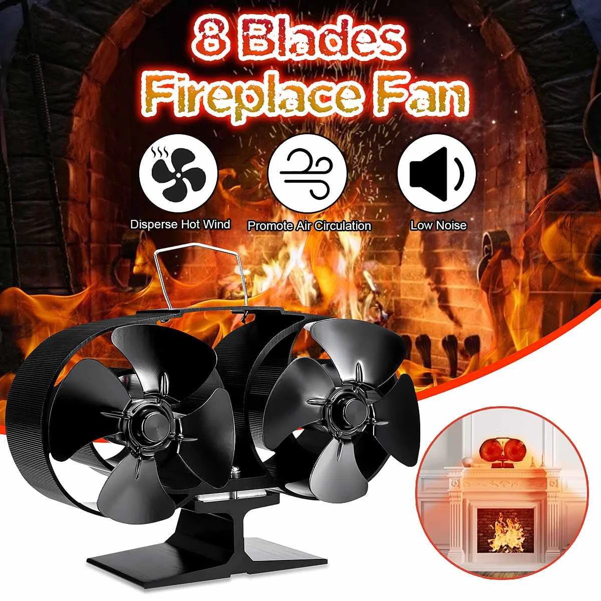 Dual Head 8 Blades Heat Powered Stove Fan Wood Log Burner Home Fireplace Fan Eco Fan Efficient Heat Distribution 화목난로 ストーブ Камин
Dual Head 8 Blades Heat Powered Stove Fan Wood Log Burner Home Fireplace Fan Eco Fan Efficient Heat Distribution 화목난로 ストーブ Камин