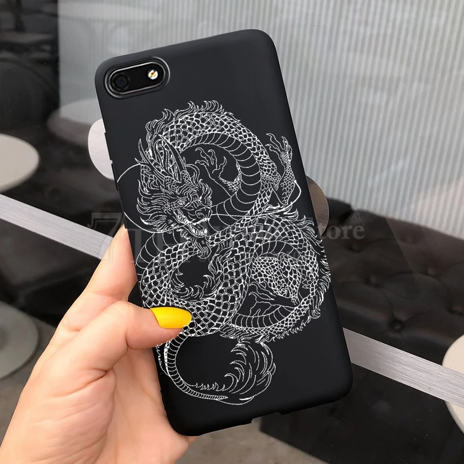 Чехол для Huawei Y5 Lite 2018 DRA-LX5 черный силиконовый мягкий чехол-накладка с драконом