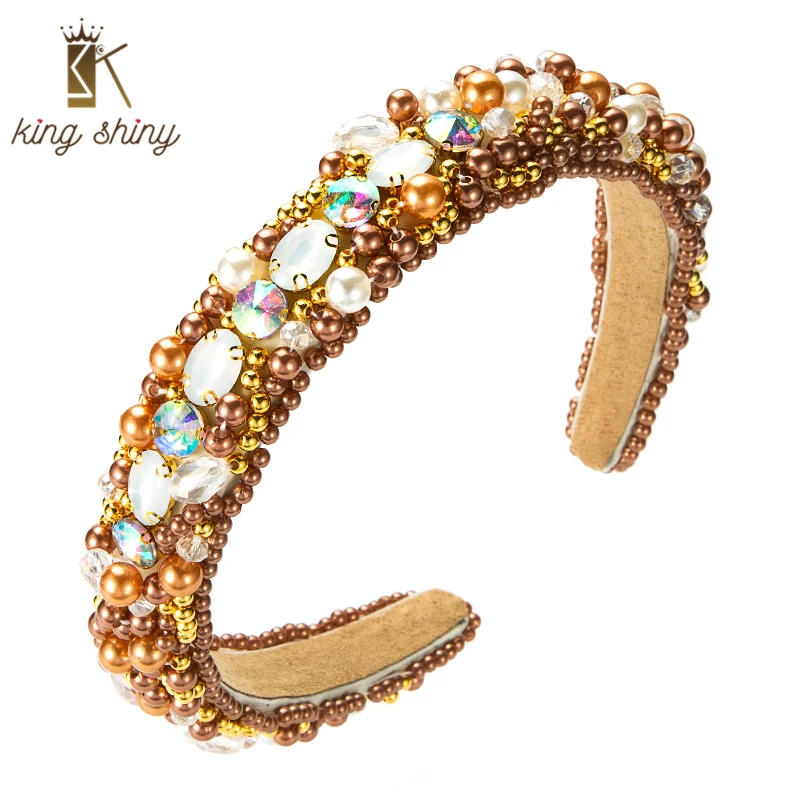 King Shiny Luxury Baroque Full Imitation Pearl Headband Elegant Color Geometric Crystal Beaded Hairband Girls Party Tiara Crowns
King Shiny Luxury Baroque Full Imitation Pearl Headband Elegant Color Geometric Crystal Beaded Hairband Girls Party Tiara Crowns