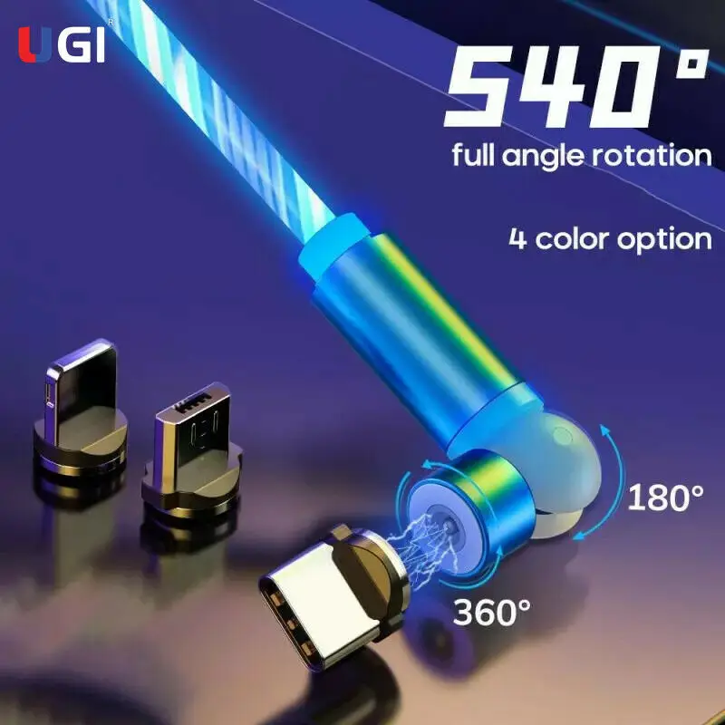 UGI 3in1 540 Rotate Magnetic Charging Cable Flowing Light LED Luminous Mobile Type C USB C Micro USB Cable For iPhone Samsung
UGI 3in1 540 Rotate Magnetic Charging Cable Flowing Light LED Luminous Mobile Type C USB C Micro USB Cable For iPhone Samsung