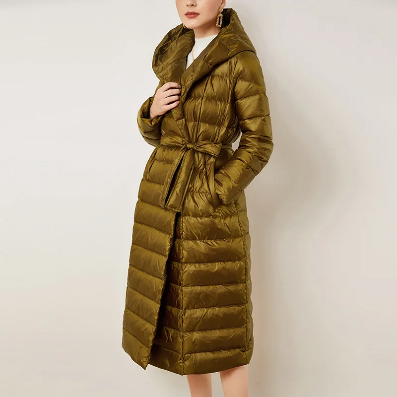 Women Winter White Loose Jacket Lengthened Style with Waist Thickened Over The Knee Showing Thin White Duck Down Hooded Coat
Women Winter White Loose Jacket Lengthened Style with Waist Thickened Over The Knee Showing Thin White Duck Down Hooded Coat