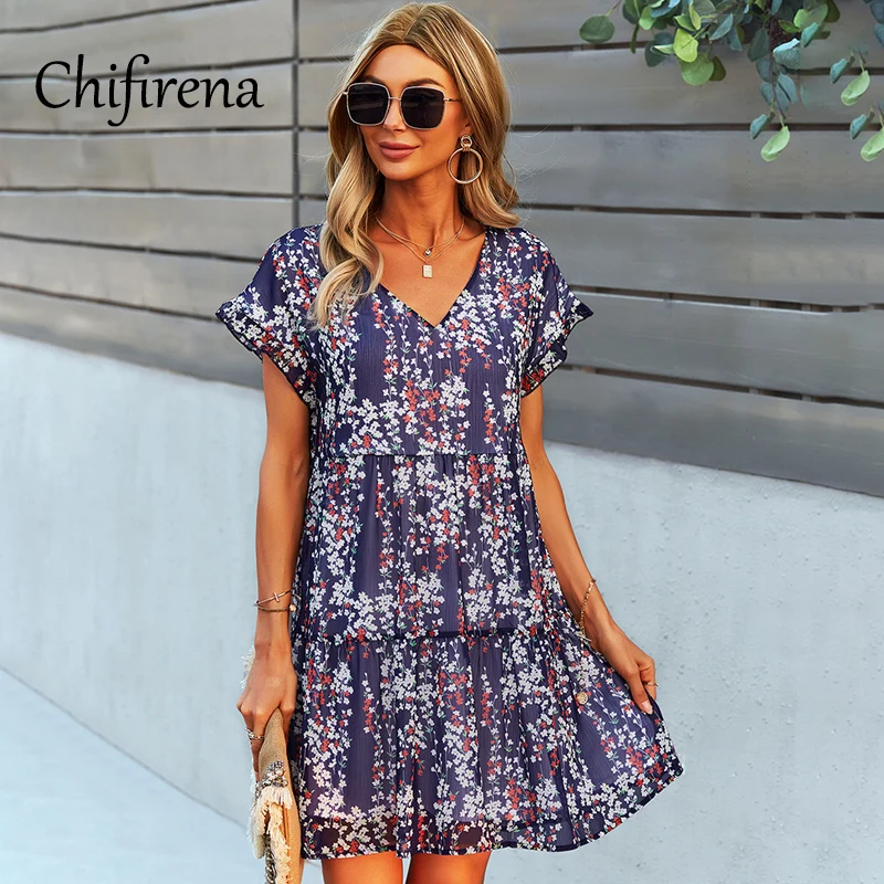 Chifirena Short-Sleeve Summer Women's Dress V Neck Floral Print Sexy Dresses A-line Loose Sundress Beach Boho Party Vestidos
Chifirena Short-Sleeve Summer Women's Dress V Neck Floral Print Sexy Dresses A-line Loose Sundress Beach Boho Party Vestidos