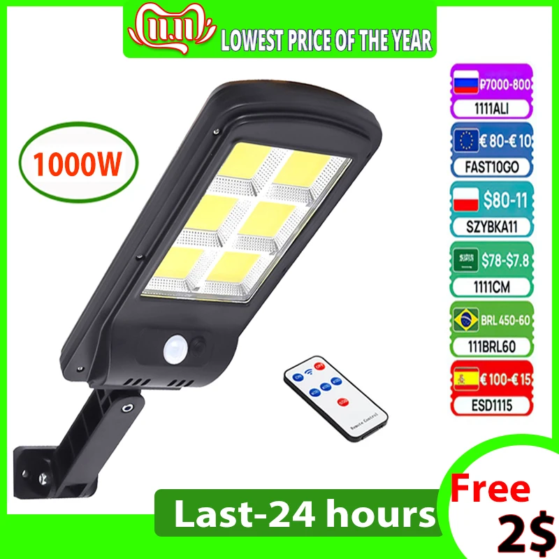 1000W OutIdoor Solar LED Street Light Waterproof Wall Lamp Smart Remote Control Upgrad 450㎡ Lantern Garden Square Highway Light
1000W OutIdoor Solar LED Street Light Waterproof Wall Lamp Smart Remote Control Upgrad 450㎡ Lantern Garden Square Highway Light