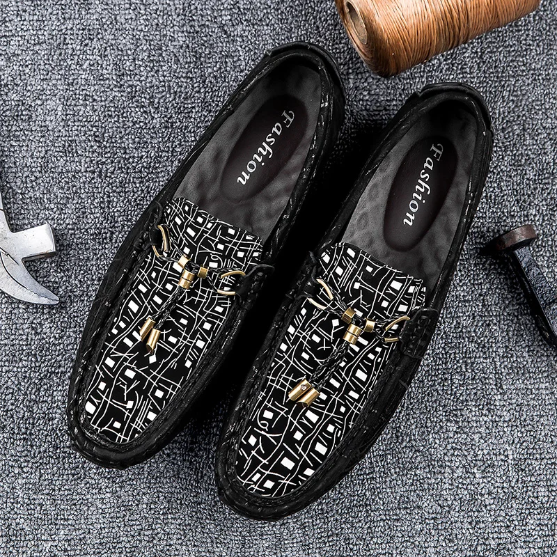 

Fashion Driving Shoes Genuine Leather Loafers Men Shoes Spring Autumn Soft Casual Business Peas Shoes Male Flats Moccasin Homme