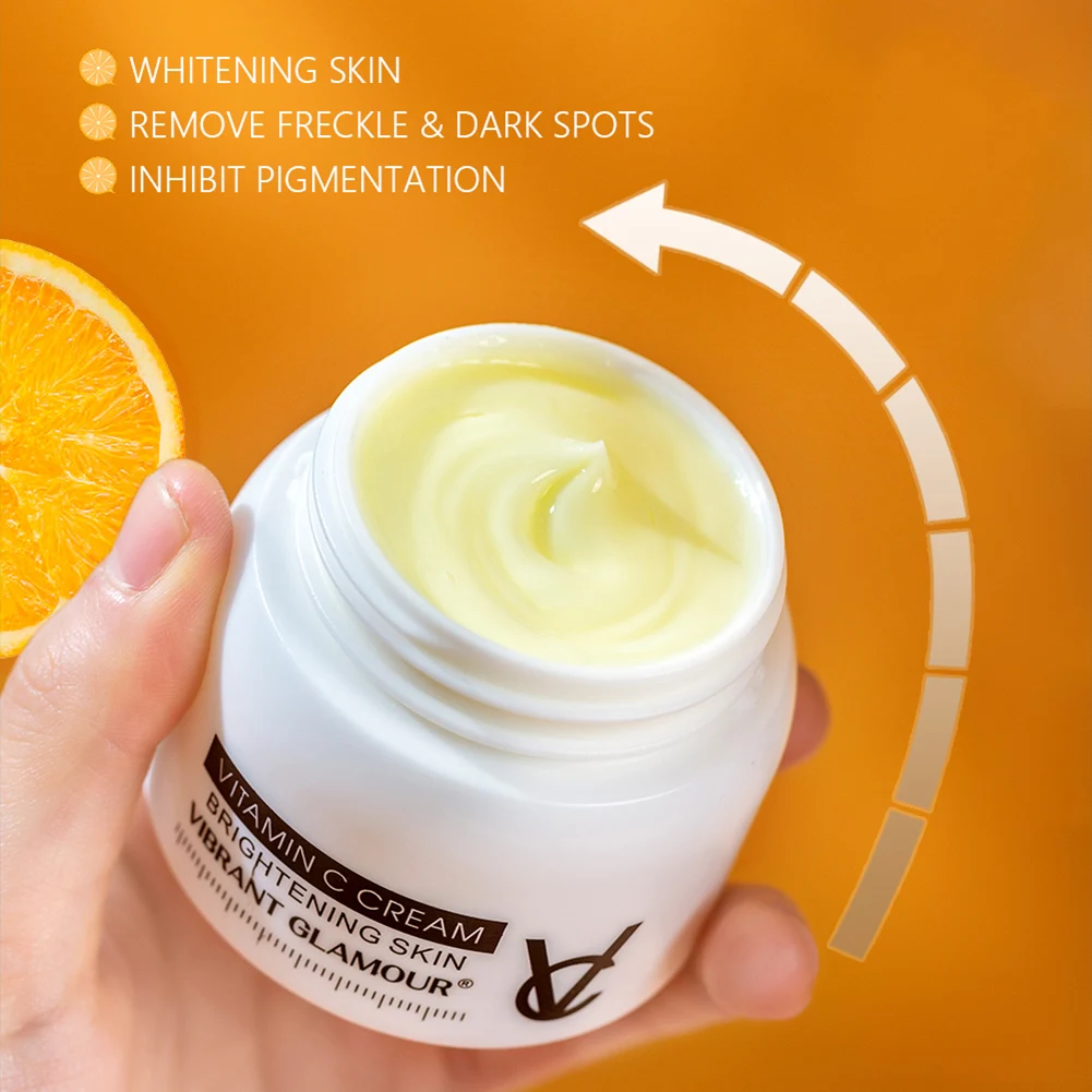 VIBRANT GLAMOUR Vitamin C moisturizing cream Vc Whitening Brightening Anti-Wrinkle Anti-Aging Repair Fade Freckle Cream 50g
VIBRANT GLAMOUR Vitamin C moisturizing cream Vc Whitening Brightening Anti-Wrinkle Anti-Aging Repair Fade Freckle Cream 50g
