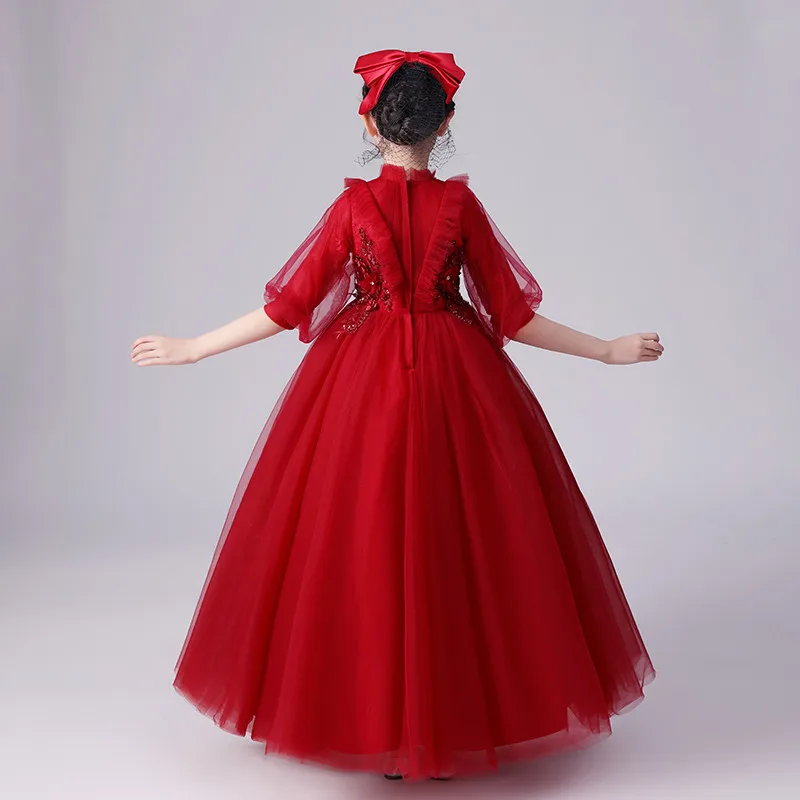 Autumn Winter Elegant wine-red Color Birthday Wedding Party Princess Costumes Dress For Children Girls Luxury Piano Host Dress
Autumn Winter Elegant wine-red Color Birthday Wedding Party Princess Costumes Dress For Children Girls Luxury Piano Host Dress