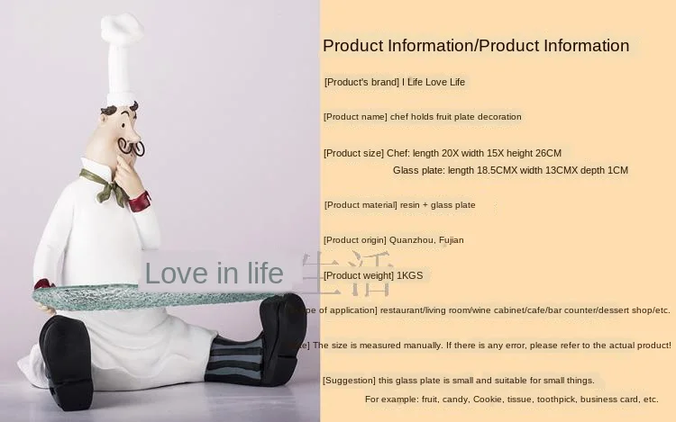 26cm Resin Chef Holding Fruit Plate Figurines Fashion Creative Home Restaurant Table Decoration People Miniature Ornament
26cm Resin Chef Holding Fruit Plate Figurines Fashion Creative Home Restaurant Table Decoration People Miniature Ornament
