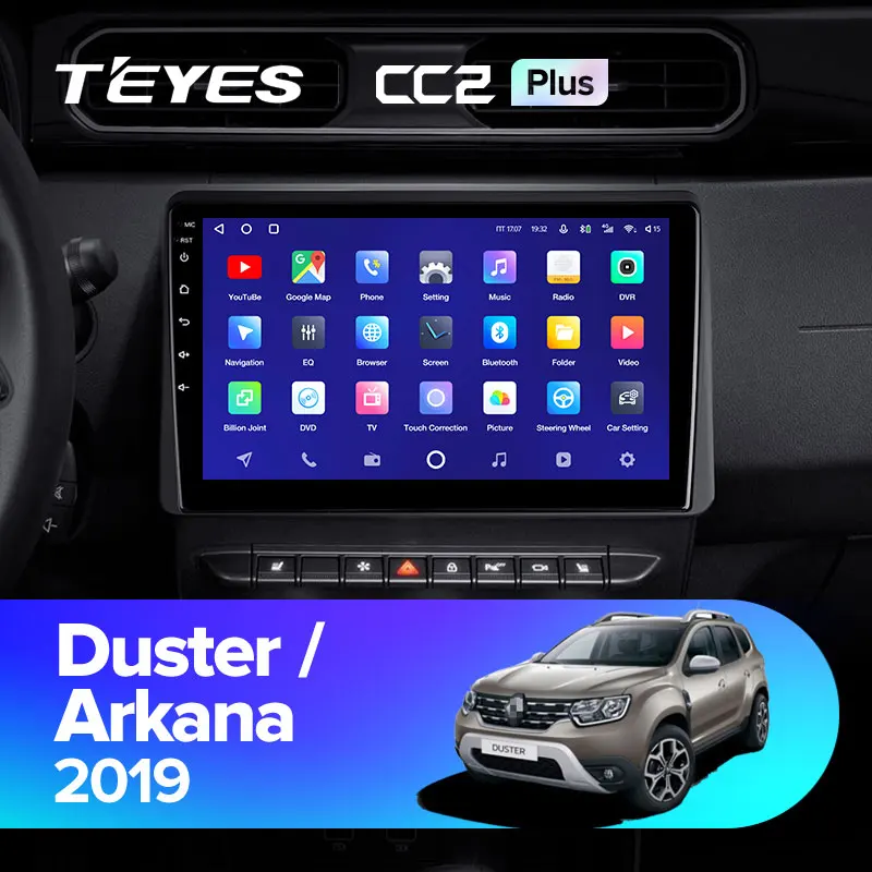 TEYES CC2L и CC2 Plus Штатная магнитола For Рено Квид Renault Duster Arkana 2019 Android до 8 ЯДЕР 6 + 128ГБ 16*2EQ