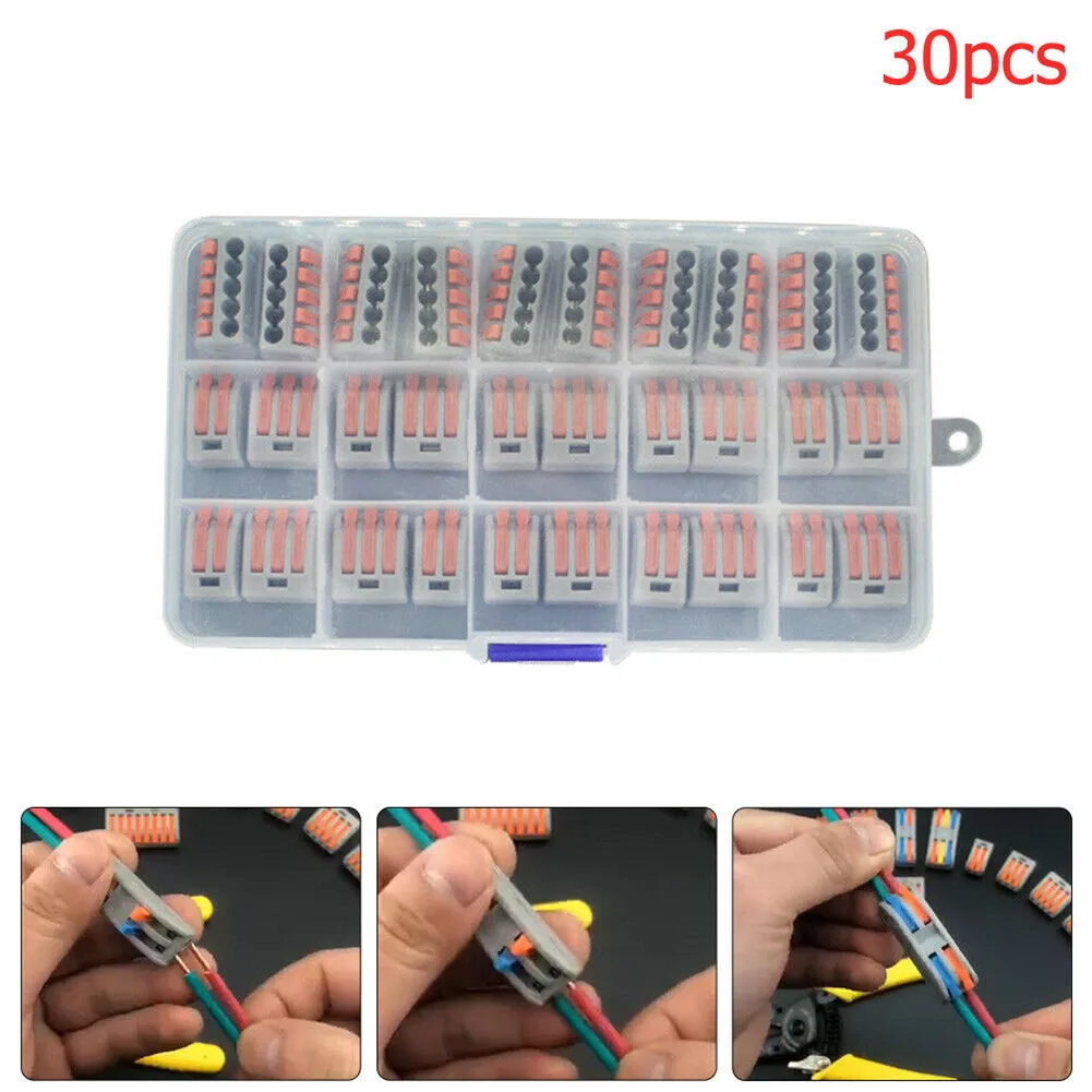 30Pcs Reusable Spring Lever Terminal Block Electric Cable Wire Connector 3 Way Plastic + Copper Electrical RCA Connectors
30Pcs Reusable Spring Lever Terminal Block Electric Cable Wire Connector 3 Way Plastic + Copper Electrical RCA Connectors