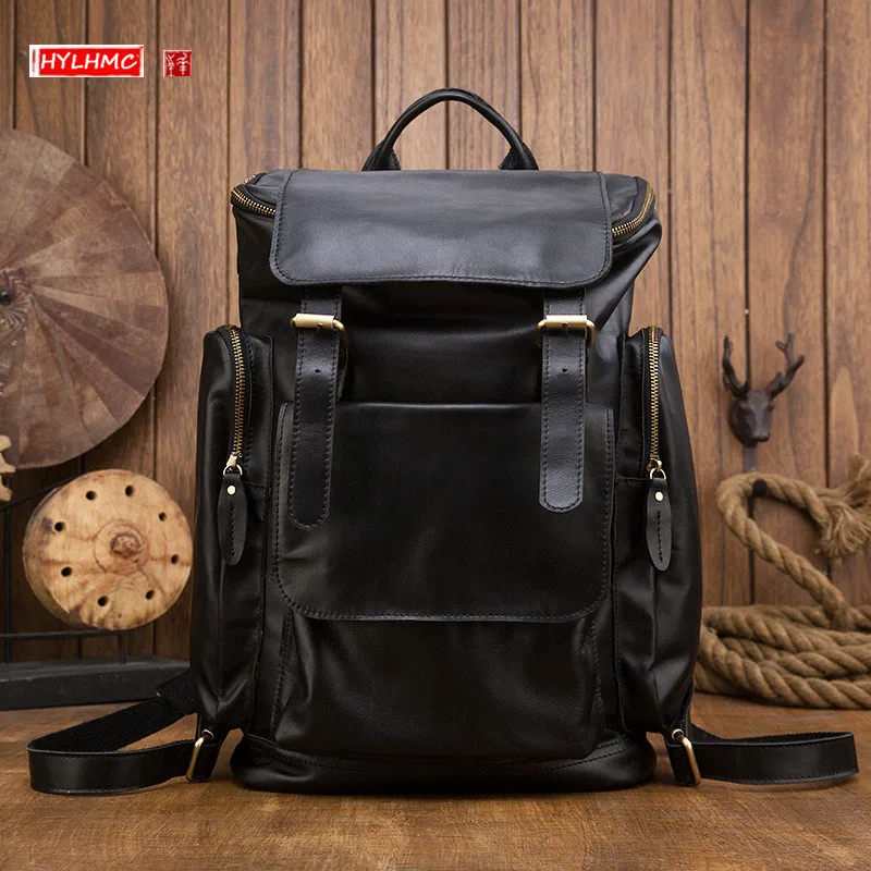 HANSOMFY Retro Crazy Horse Leather 17 inch laptop backpack for Men Large Capacity Male Travel Backpacks computer Bags school Bac
HANSOMFY Retro Crazy Horse Leather 17 inch laptop backpack for Men Large Capacity Male Travel Backpacks computer Bags school Bac