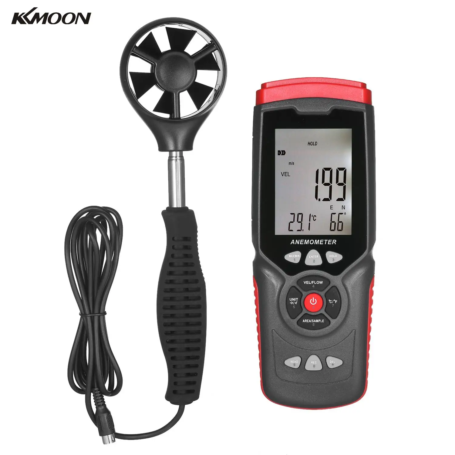 KKMOON Handheld Professional Digital Anemometer Multifunction Wind speed Meter Sensor Anemograph with Detachable Auxiliary Fan
KKMOON Handheld Professional Digital Anemometer Multifunction Wind speed Meter Sensor Anemograph with Detachable Auxiliary Fan