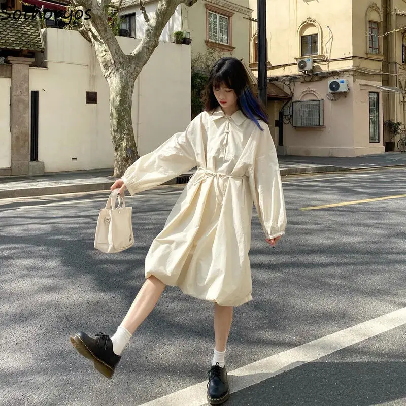 Женское платье с длинным рукавом, белое однотонное свободное платье большого размера с отложным воротником, а-силуэт, в Корейском стиле, с з... 
Женское платье с длинным рукавом, белое однотонное свободное платье большого размера с отложным воротником, а-силуэт, в Корейском стиле, с з...