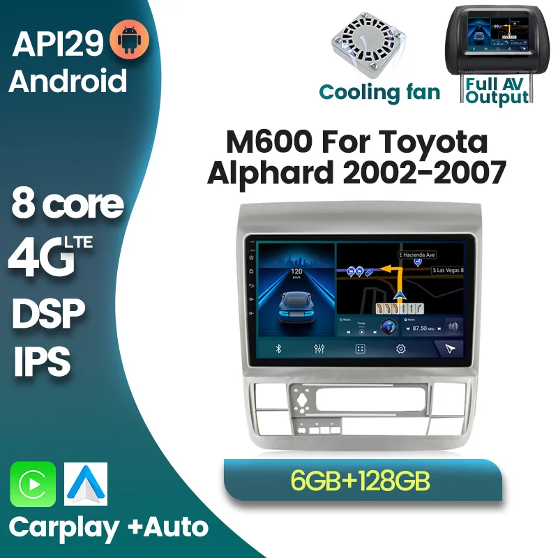 Автомобильный радиоприемник 8 ядер 6G + 128G Android 11 мультимедийный плеер для Toyota Alphard