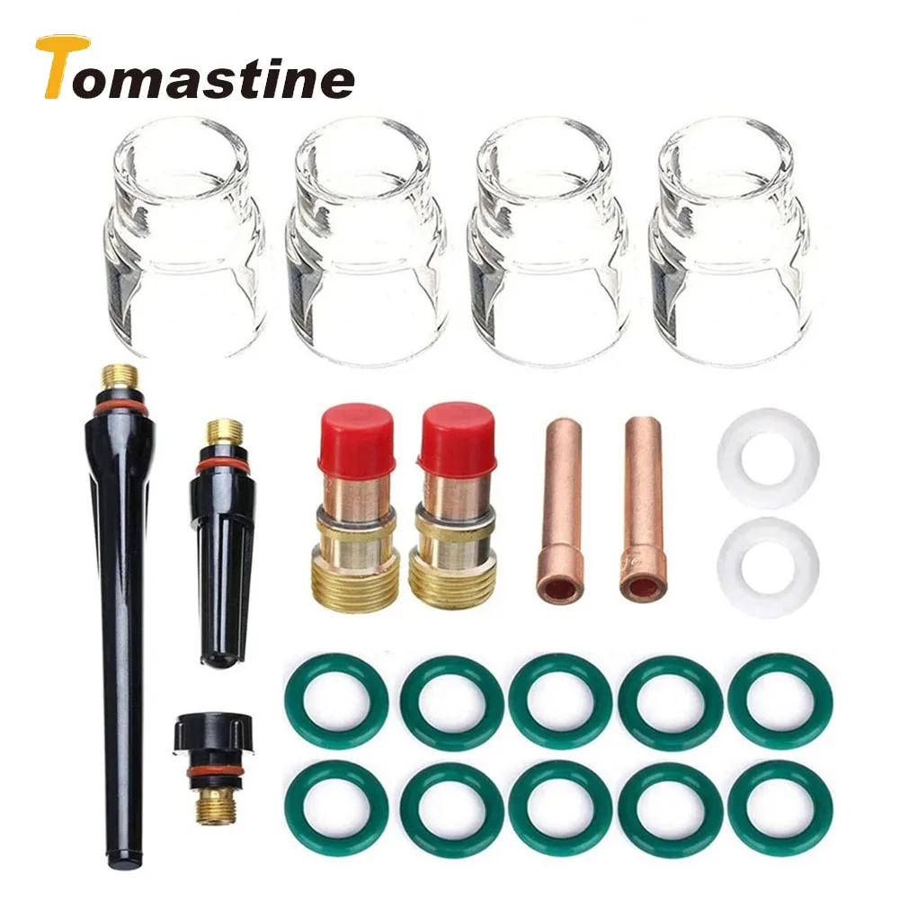 23PCS TIG Stubby Gas Lens 17GL332 3/32inch 12 Pyrex Cup TIG Gas Lens Alumina Nozzle Kit for DB SR WP 17/18/26 TIG Welding Torch
23PCS TIG Stubby Gas Lens 17GL332 3/32inch 12 Pyrex Cup TIG Gas Lens Alumina Nozzle Kit for DB SR WP 17/18/26 TIG Welding Torch