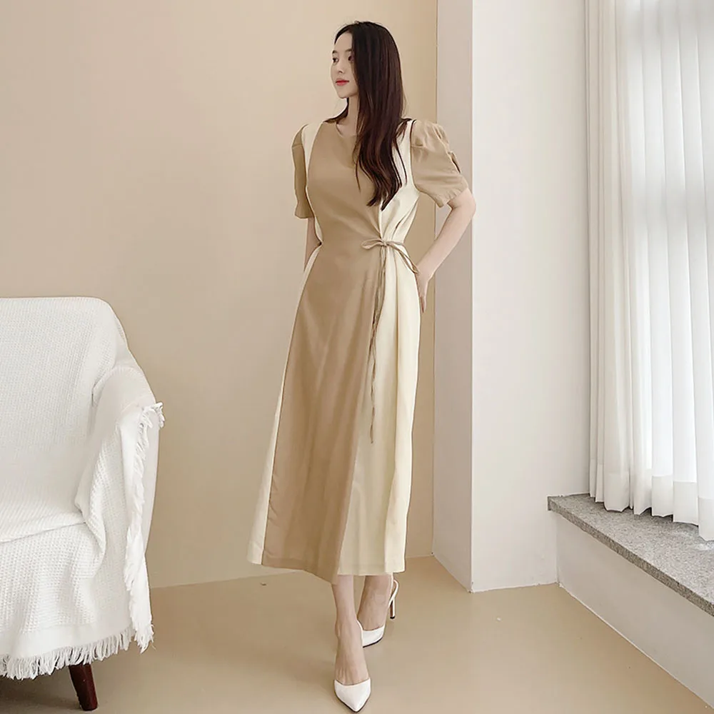 Korean Fashion Women's Splicing Color Contrast Lace Dress Round Neck Puff Sleeve 2021 Summer New Casual Temperament Simplicity
Korean Fashion Women's Splicing Color Contrast Lace Dress Round Neck Puff Sleeve 2021 Summer New Casual Temperament Simplicity