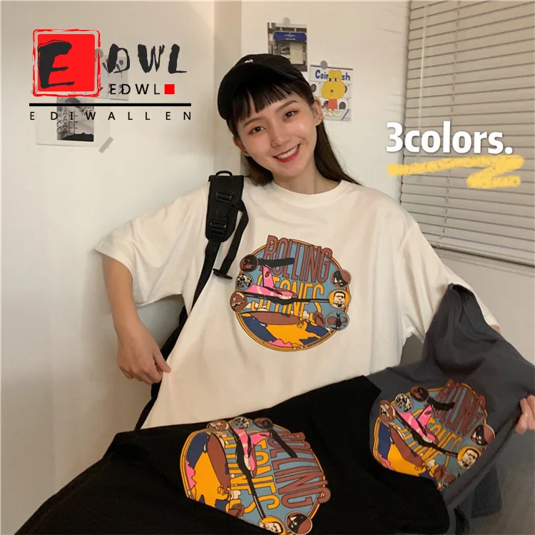 European Short-sleeved T-shirt Female Students Summer 2021 Korean Version Of The New Loose Half-sleeved All-match Clothes 
European Short-sleeved T-shirt Female Students Summer 2021 Korean Version Of The New Loose Half-sleeved All-match Clothes