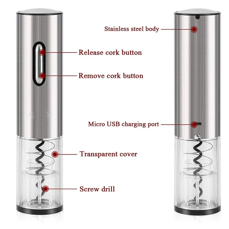 Automatic Bottle Opener Electric Wine Opener Rechargeable Corkscrew Creative Bottle Opener Set Foil Cutter Cork Out Tool
Automatic Bottle Opener Electric Wine Opener Rechargeable Corkscrew Creative Bottle Opener Set Foil Cutter Cork Out Tool