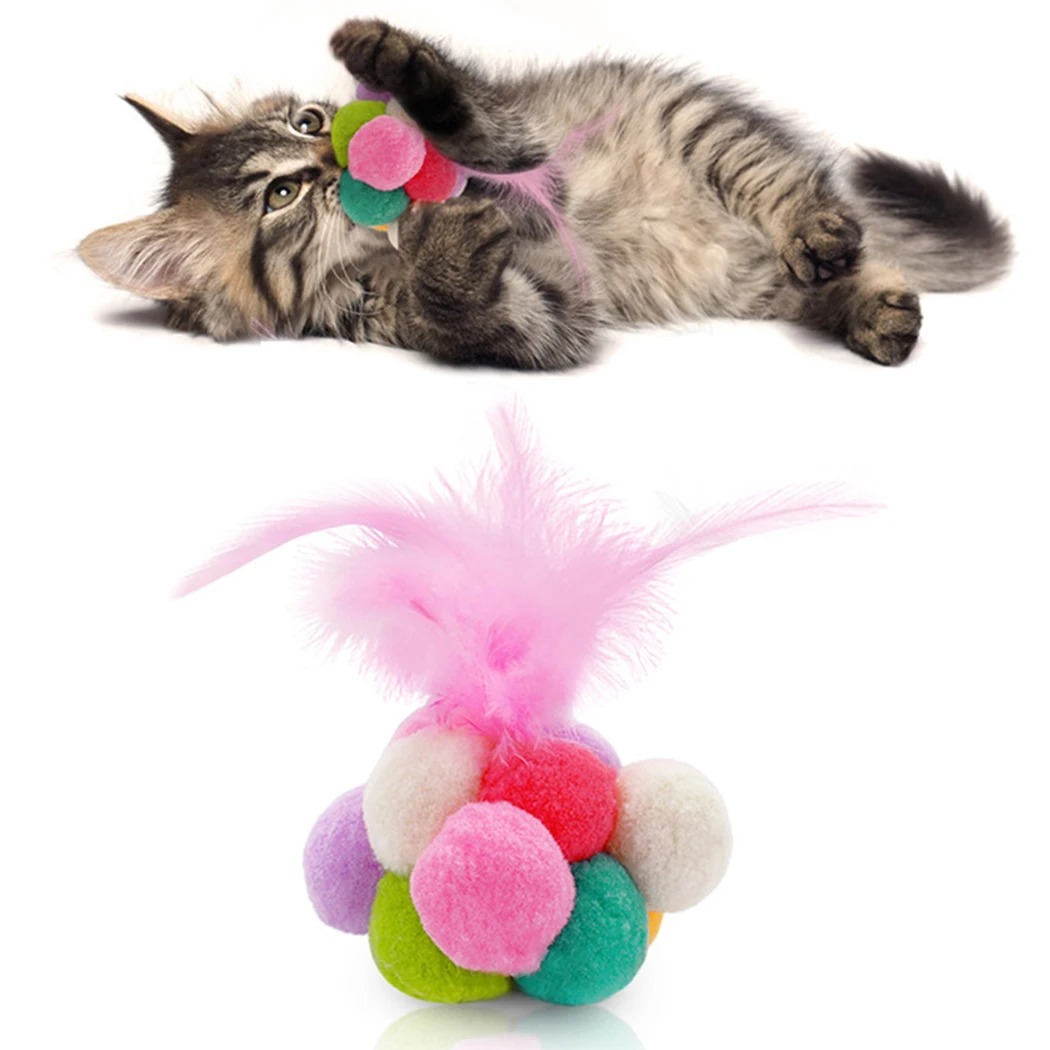 Cat Toys Multicolor Plush Ball Faux Feather Bell Chew Toy for Cat Kitten Playing Interactive Pet Cat Products Supplies 
Cat Toys Multicolor Plush Ball Faux Feather Bell Chew Toy for Cat Kitten Playing Interactive Pet Cat Products Supplies